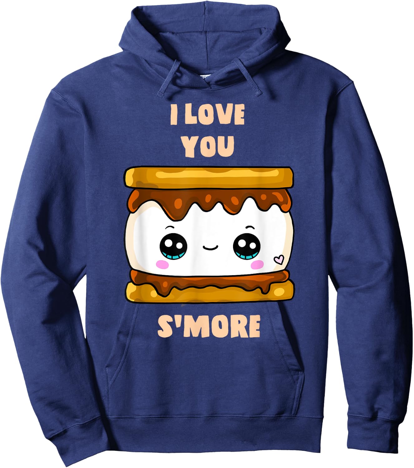 I Love You S'more Happy Funny Cute Kawai Pun Food Hoodie - Hoodie | Navy