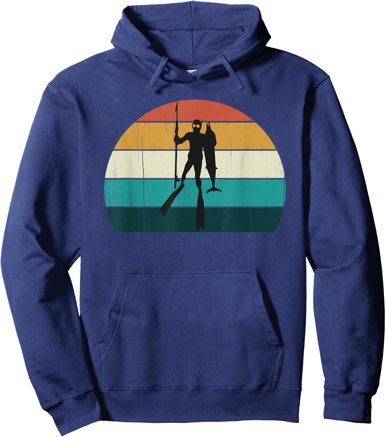 Retro Spearfishing Diver: Vintage Fisherman / Fishing Diving Hoodie - Hoodie | Navy