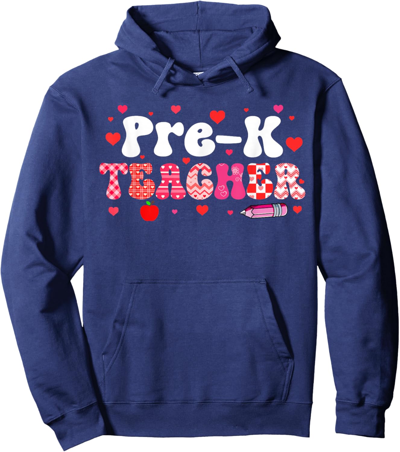 Pre-K Teacher Valentine's Day Hearts Matching Job Team Lover Hoodie - Hoodie | Navy