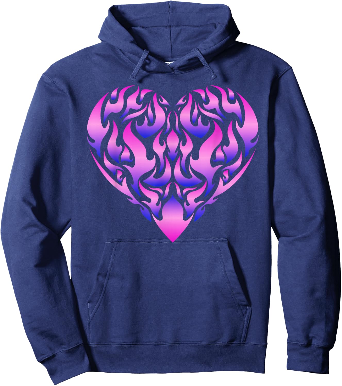 Aesthetic Flaming Heart Purple Pink Fire Flame Lovers Hoodie - Hoodie | Navy