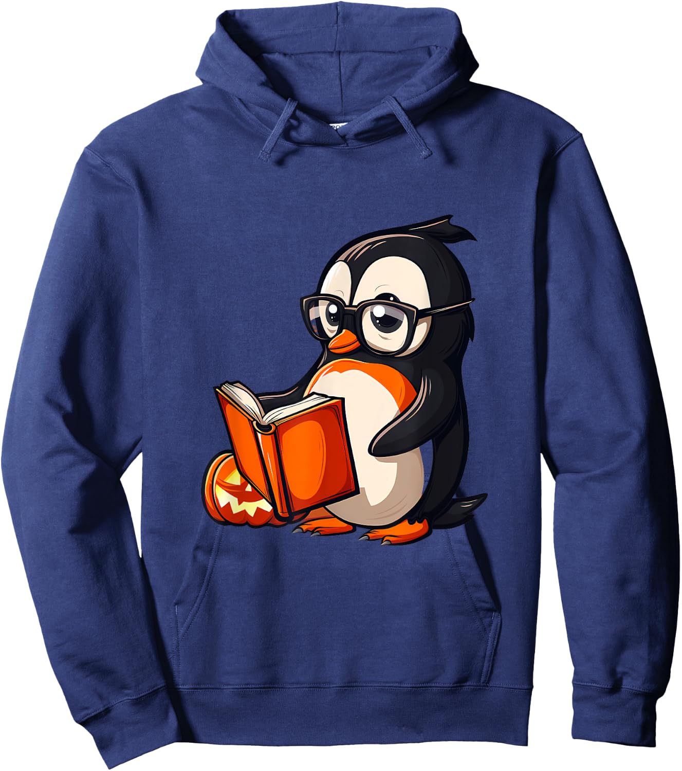 Penguin Halloween Costume Reading Pumpkin Witchcraft Hoodie - Hoodie | Navy