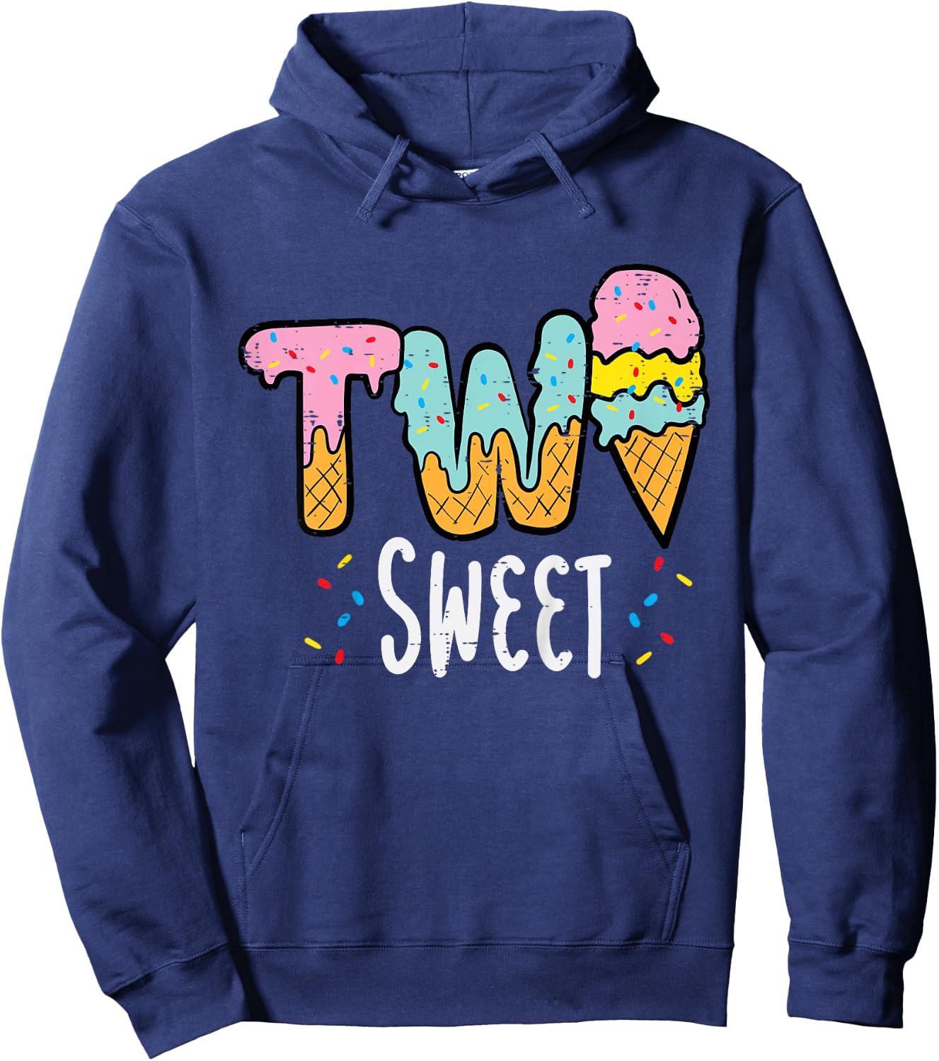 2nd Birthday Ice Cream Two Sweet Girls Boys Kids Toddler Hoodie - Hoodie | Navy