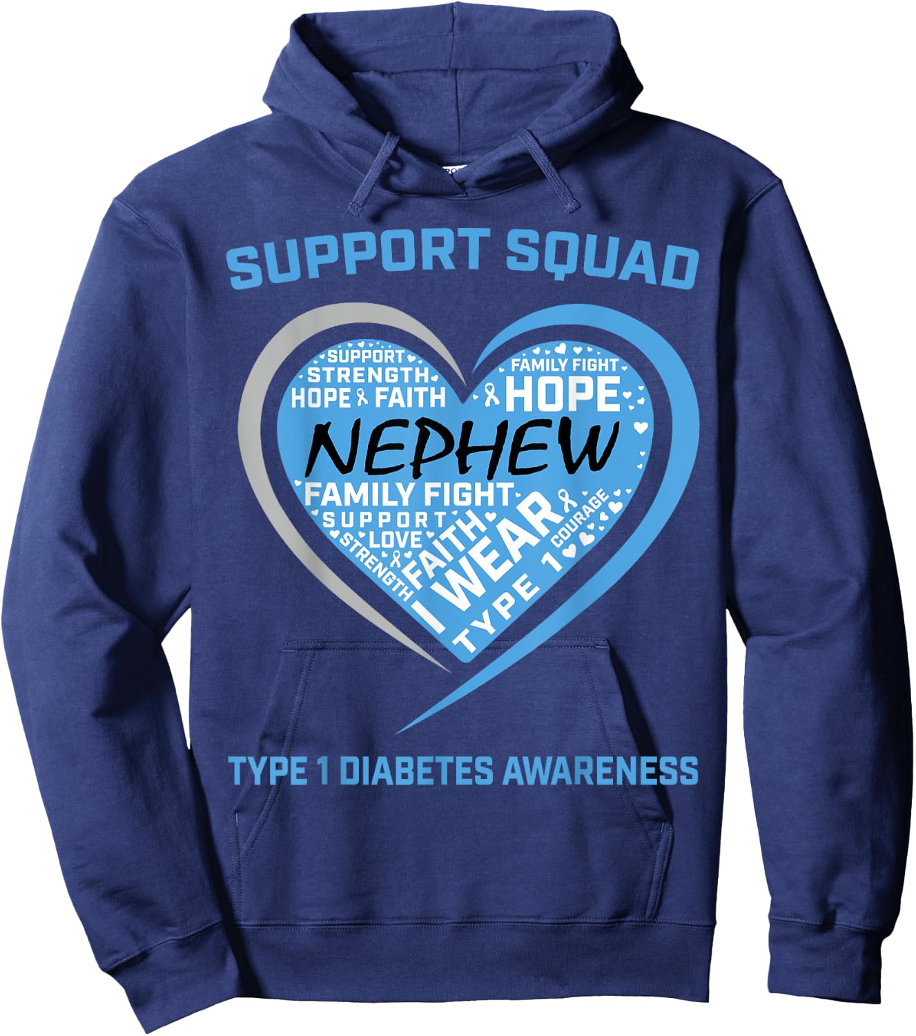 Blue Type 1 Diabetes Awareness Nephew Aunt Uncle T1D Gifts Hoodie - Hoodie | Navy