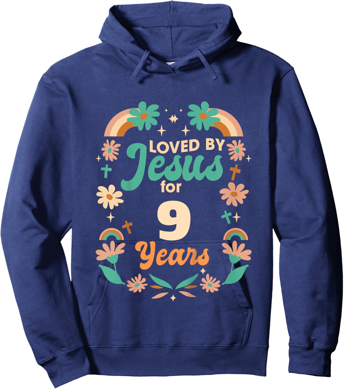 Loved By Jesus For 9 Years 9th Birthday Christian Theme Hoodie - Hoodie | Navy