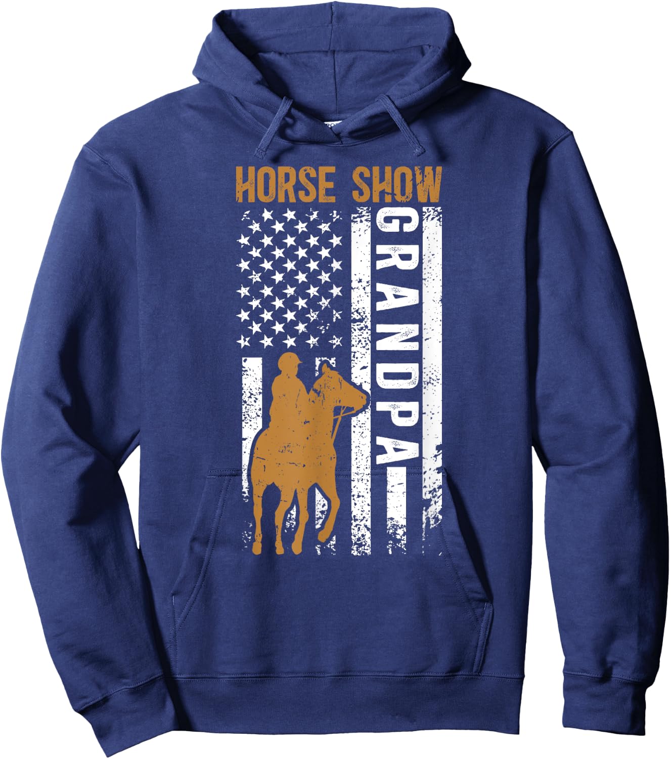 Horse Show Grandpa US Flag Equestrian Grandfather Hoodie - Hoodie | Navy