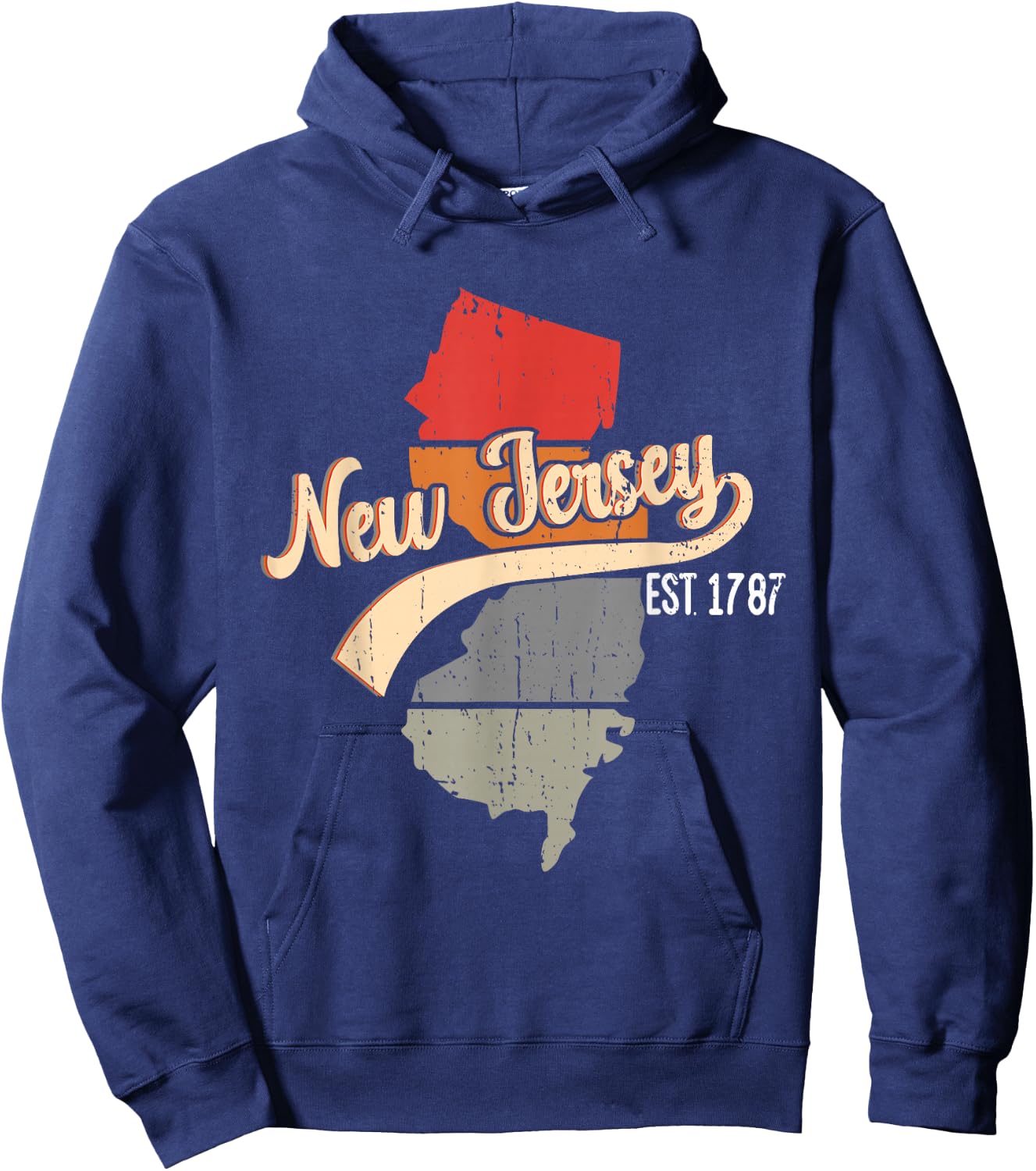 New Jersey Home State NJ Sunburst Vintage Retro Design Hoodie - Hoodie | Navy