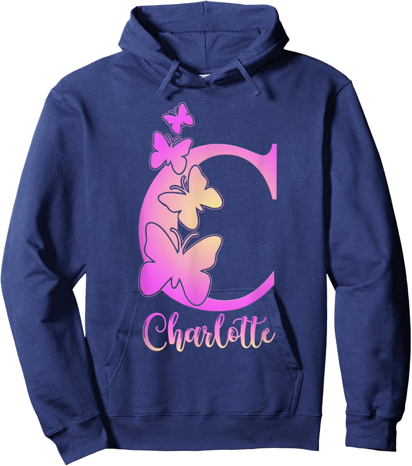 Charlotte, cute personalized butterfly custom kid girls name Hoodie - Hoodie | Navy