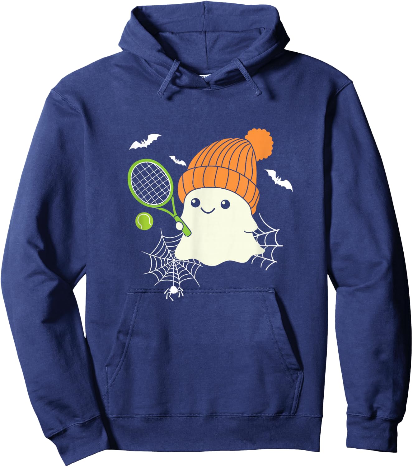 Boo Ghost Playing Tennis Funny Halloween Tennis Costume Hoodie - Hoodie | Navy