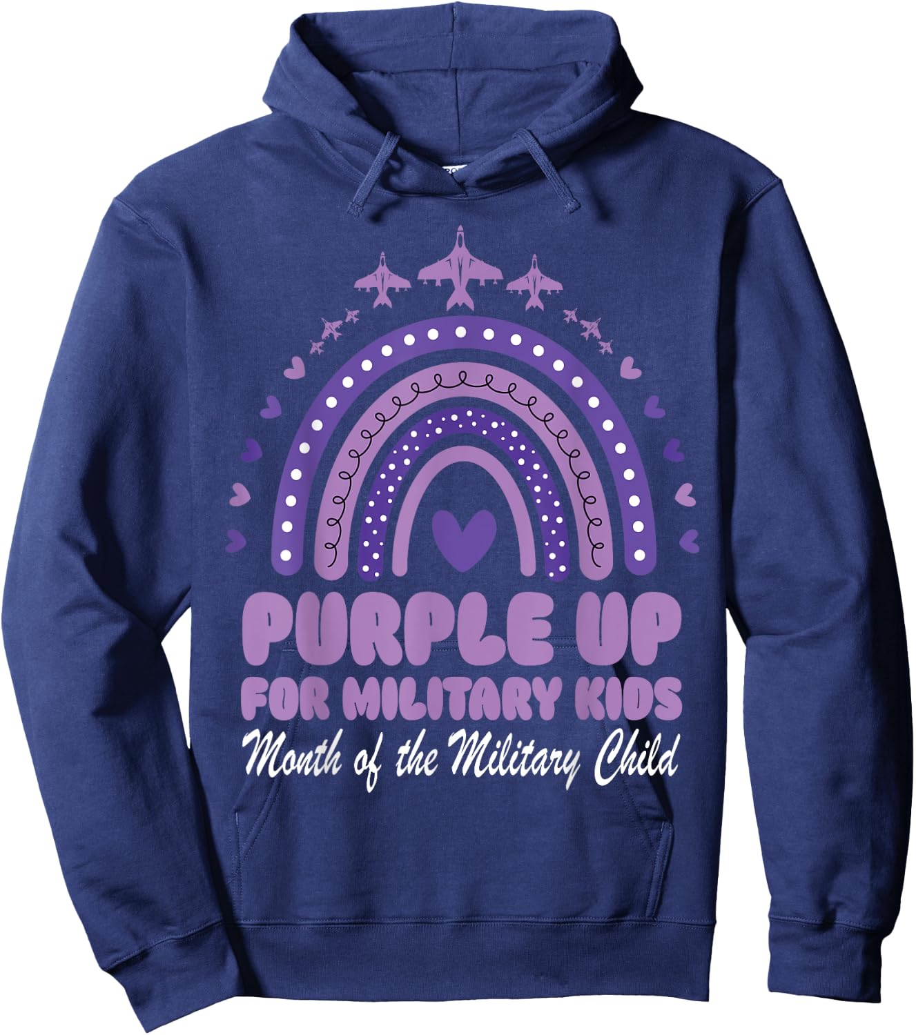 Purple Up for Military Kids, Rainbow Month of Military Child Hoodie - Hoodie | Navy