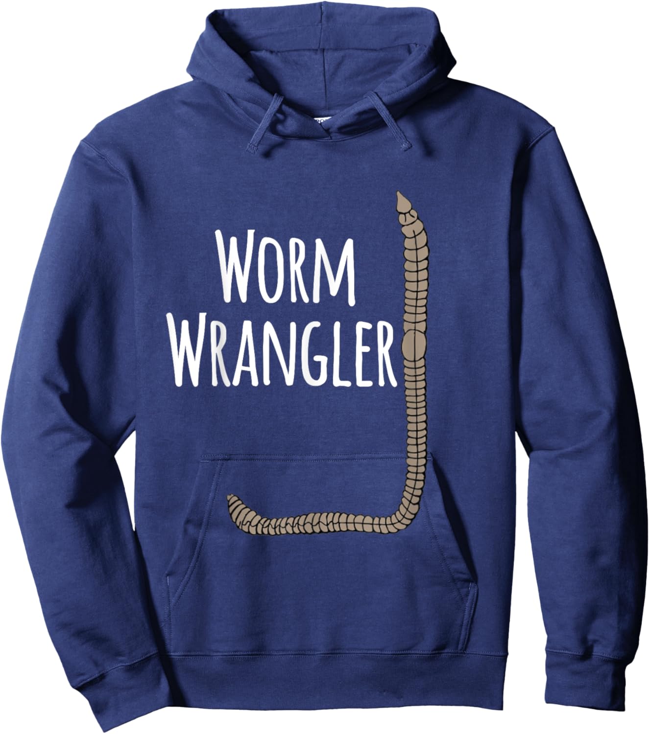 Worm Wrangler composting vermicomposting White Print Hoodie - Hoodie | Navy