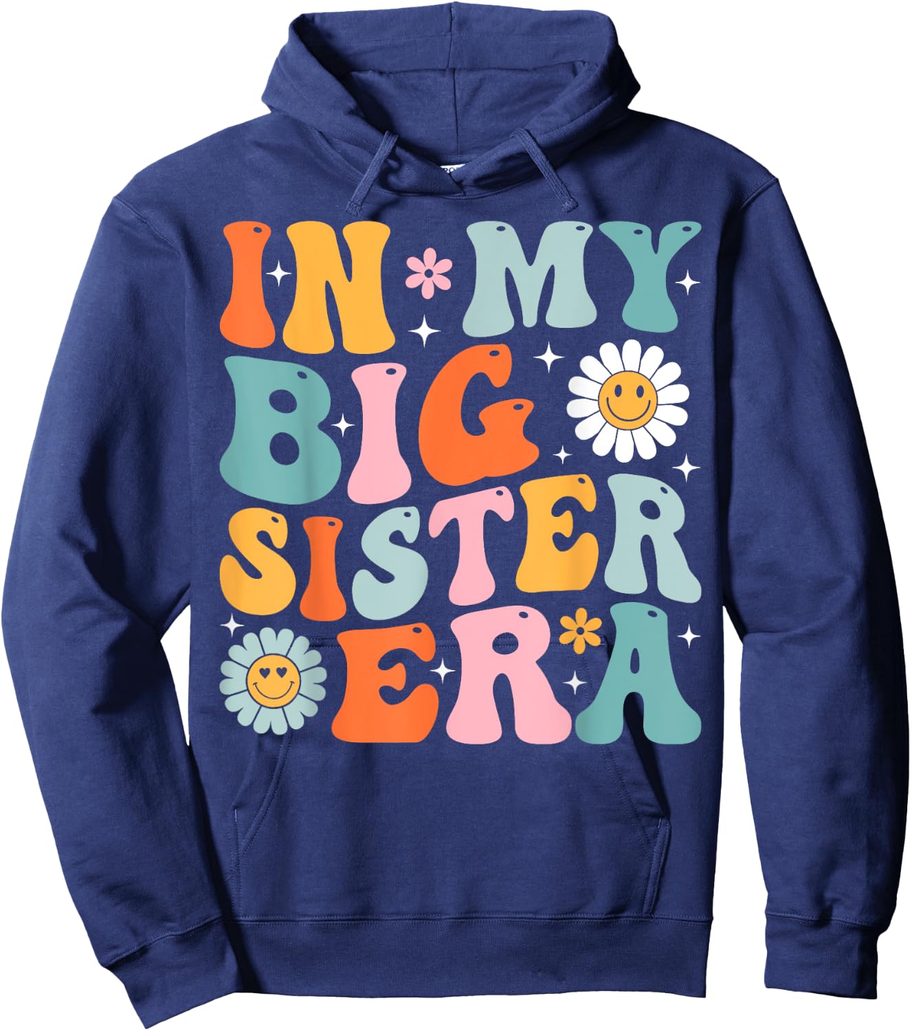 Groovy In My Big Sister Era Kids Girls Boys Hoodie - Hoodie | Navy