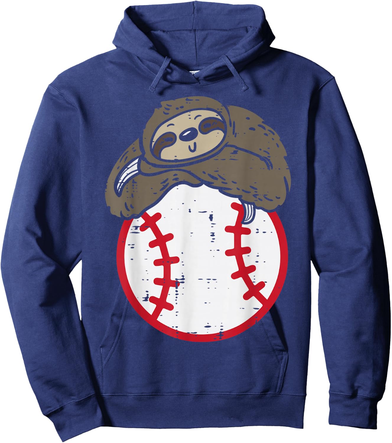 Sloth On Baseball Cute Sports Player Catcher Men Women Boys Hoodie - Hoodie | Navy