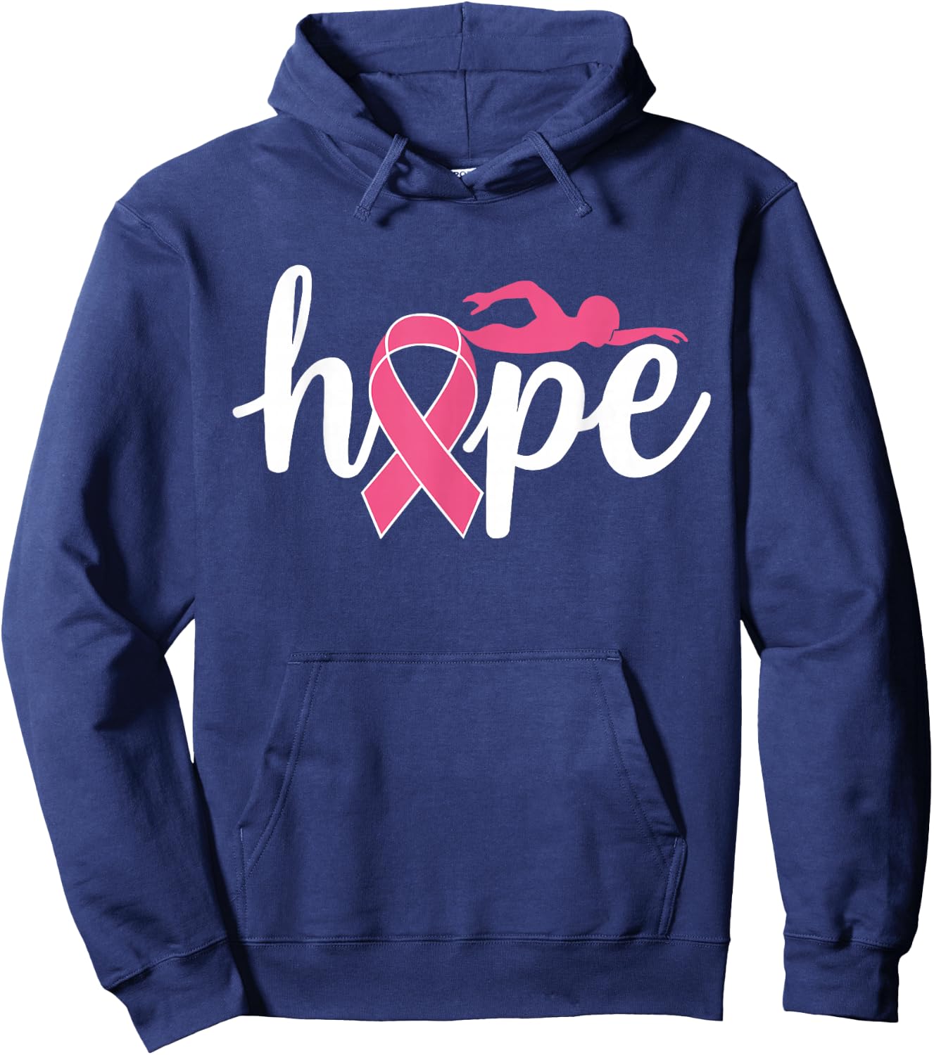 Swimming Breast Cancer Awareness Month Pink Ribbon Hoodie - Hoodie | Navy