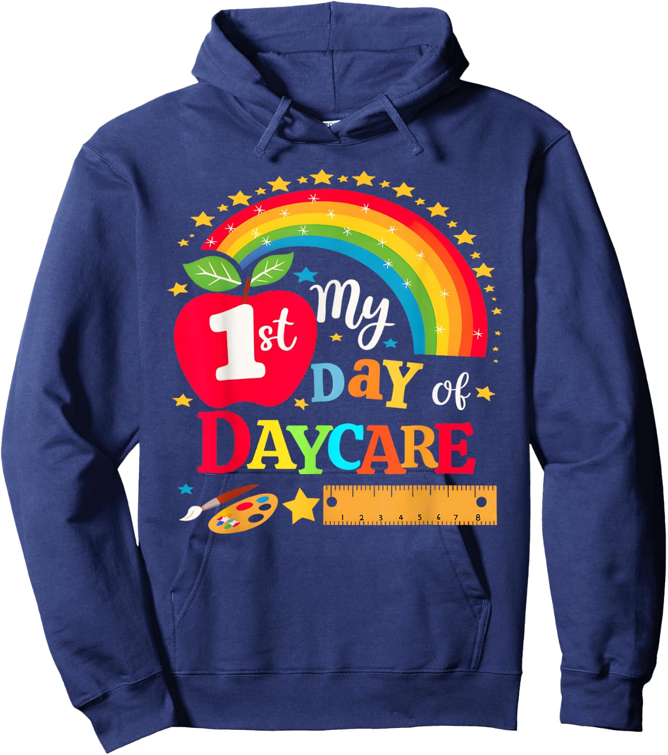 My First Day of Daycare First Day of School Toddler Girl Boy Hoodie - Hoodie | Navy