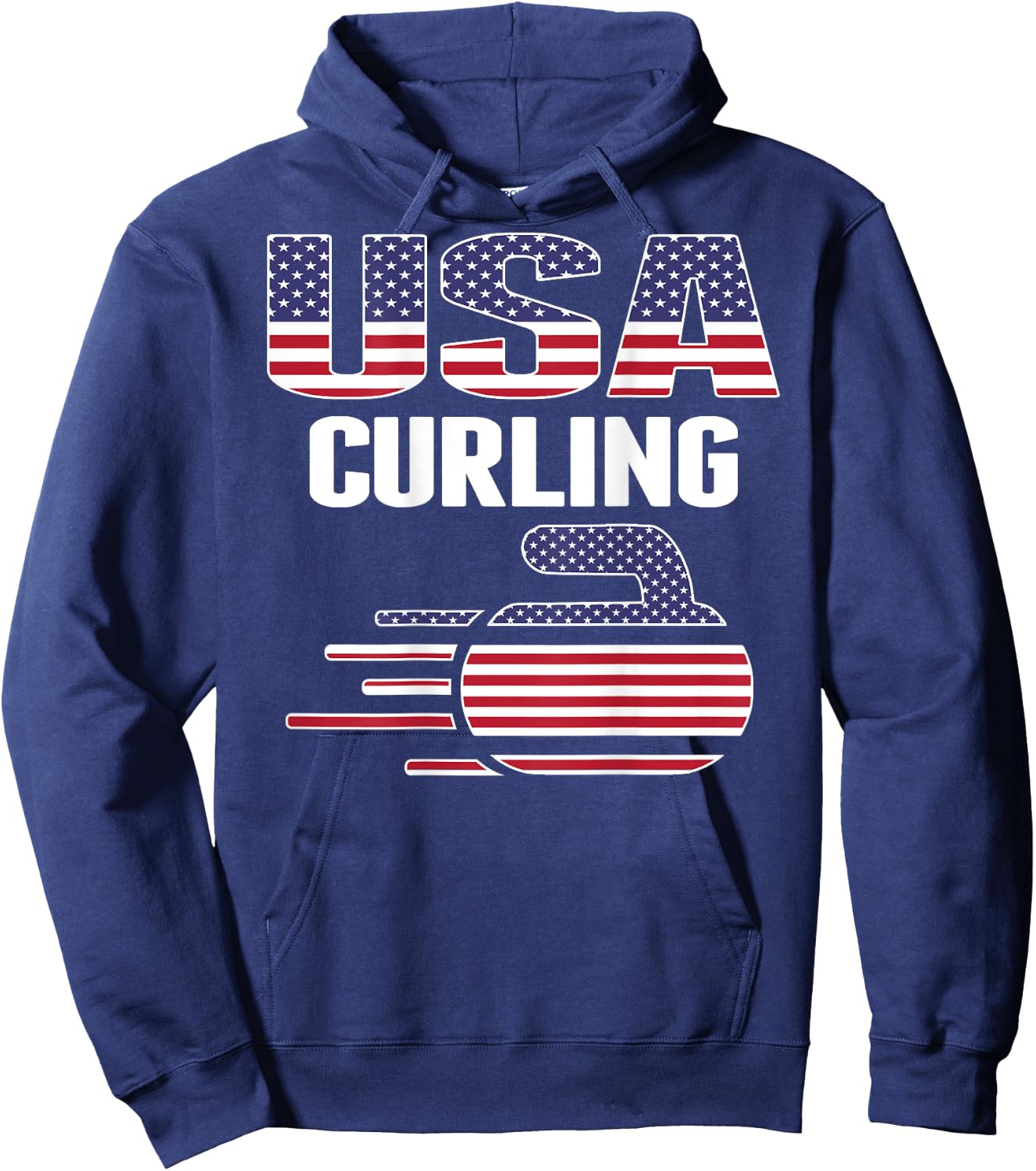 USA Team Curling Rock Jersey American Flag Winter Sport Gift Kids Men Hoodie - Hoodie | Navy