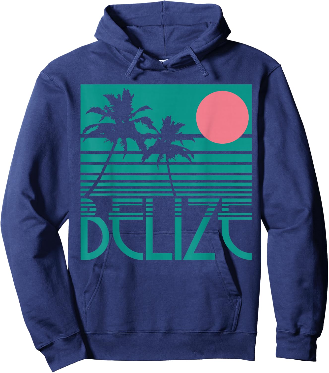 Belize Palm Trees Surf Vintage Retro Souvenir Hoodie - Hoodie | Navy