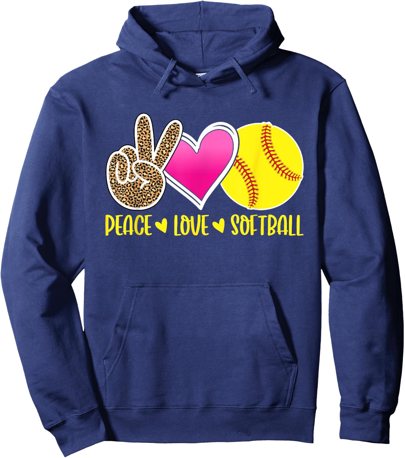 Peace Love Softball For Teen Girls | Peace Love Play Hoodie - Hoodie | Navy