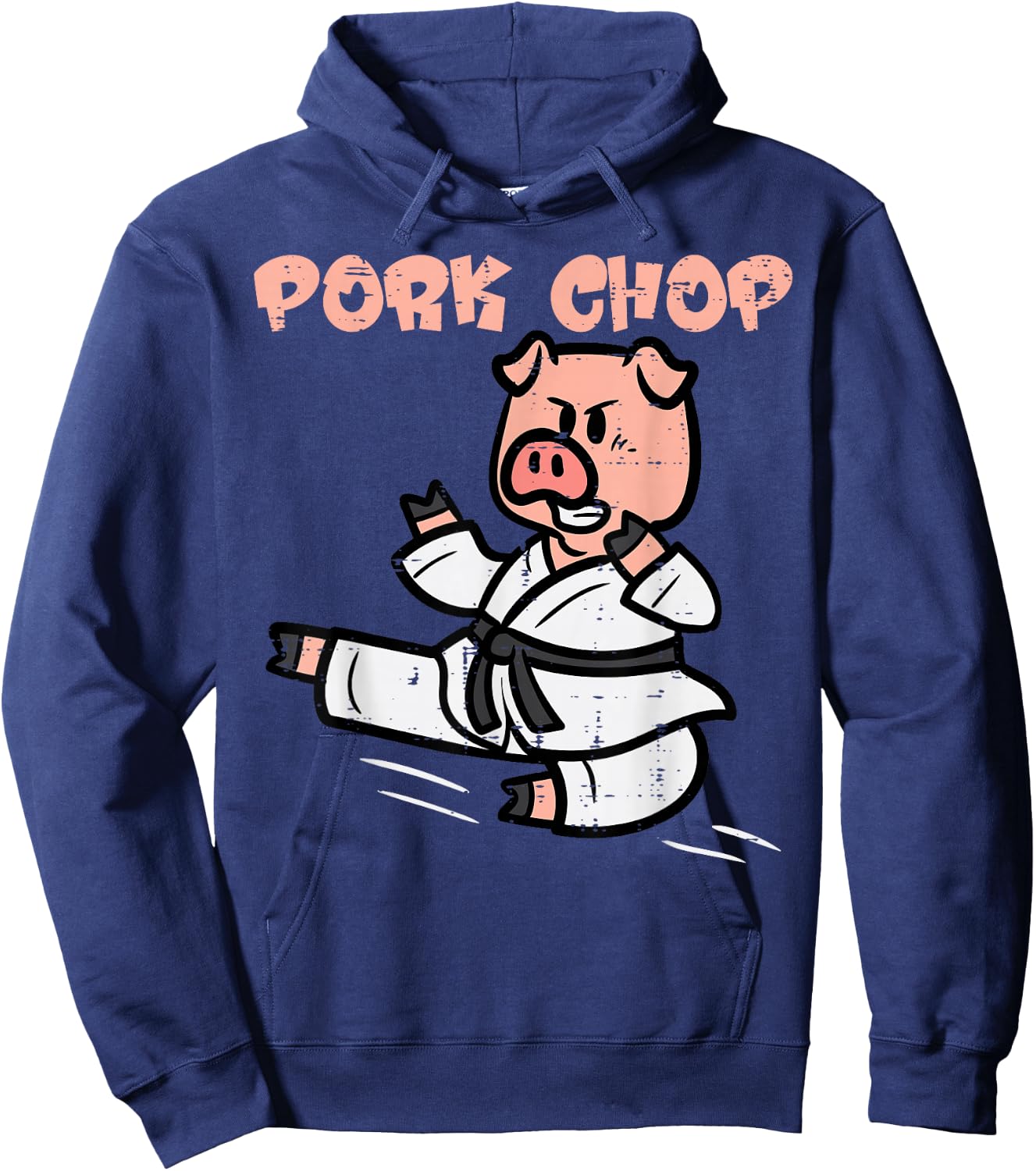 Pig Karate Pork Chop Funny Hog Swine Pun Men Boys Kids Women Hoodie - Hoodie | Navy