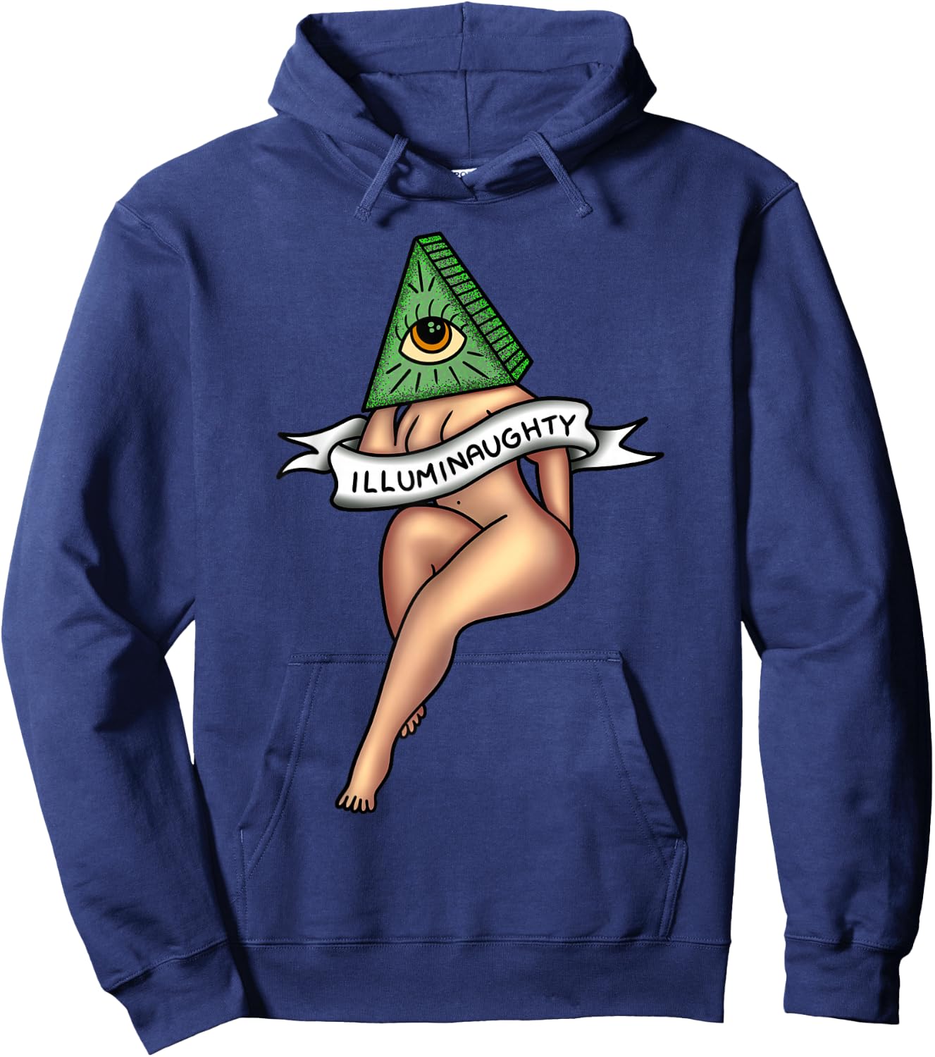 Sexy Girl x Illuminaughty x Illuminati Occult Tattoo Flash Hoodie - Hoodie | Navy