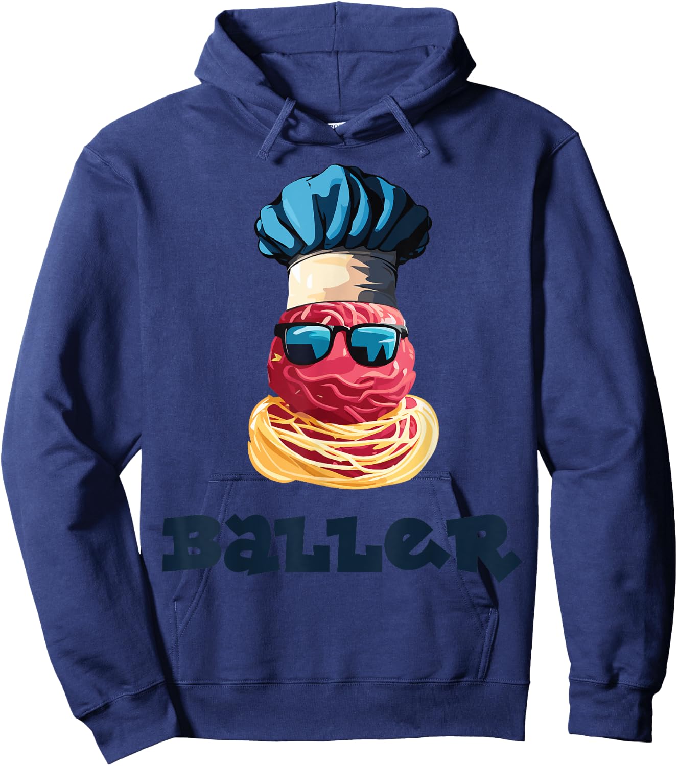 Sporty Chef, Meet Meatballer the Ballin’ Baller Hoodie - Hoodie | Navy