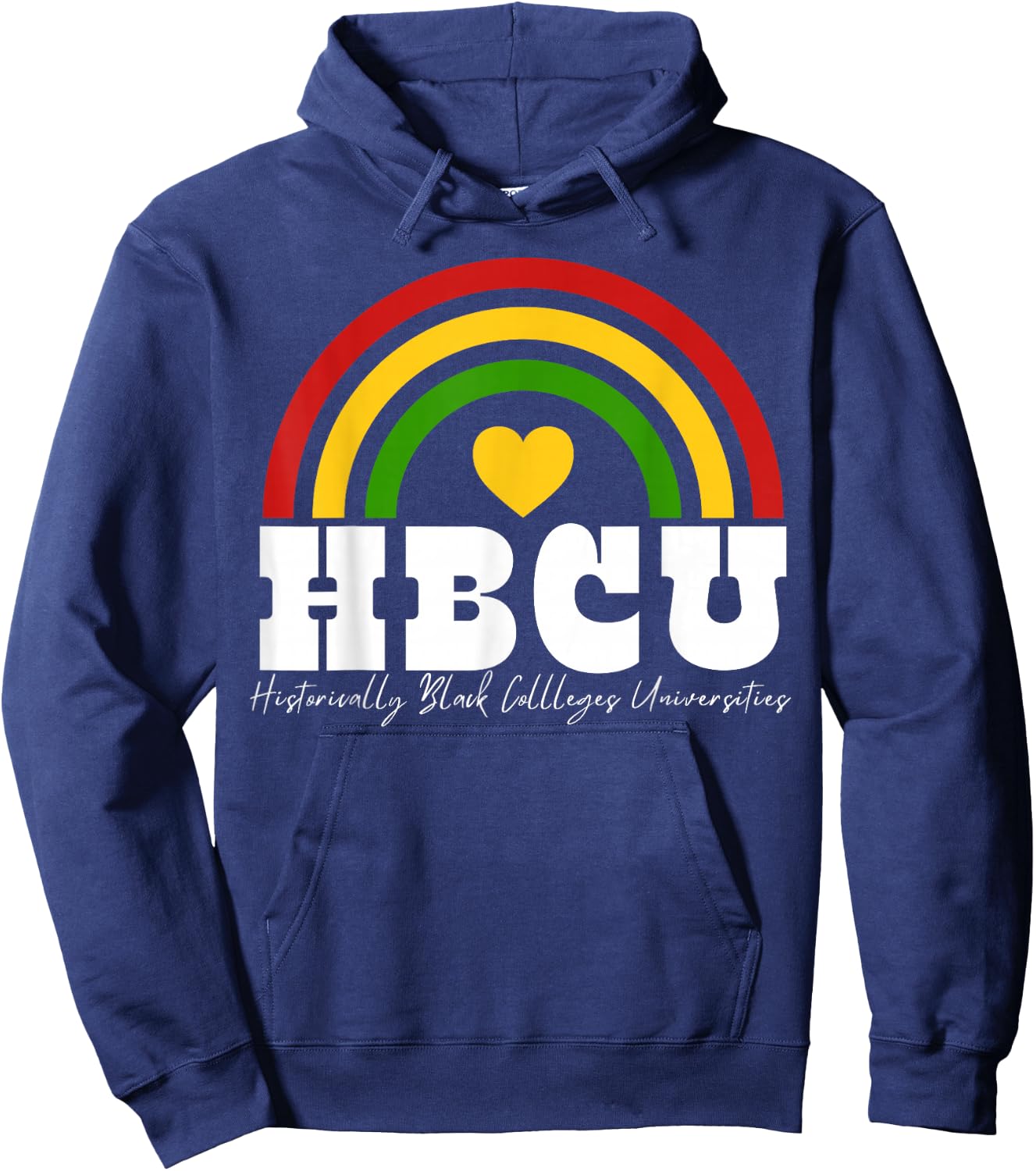 HBCU Apparel Rainbow Heart African American Art Design Hoodie - Hoodie | Navy