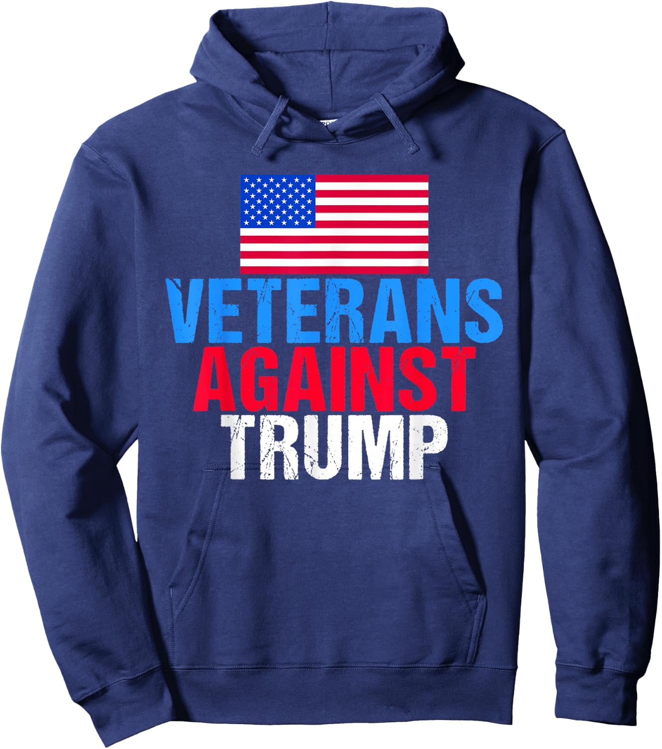 Veterans Against Trump American Flag Vintage Patriot Saying Hoodie - Hoodie | Navy