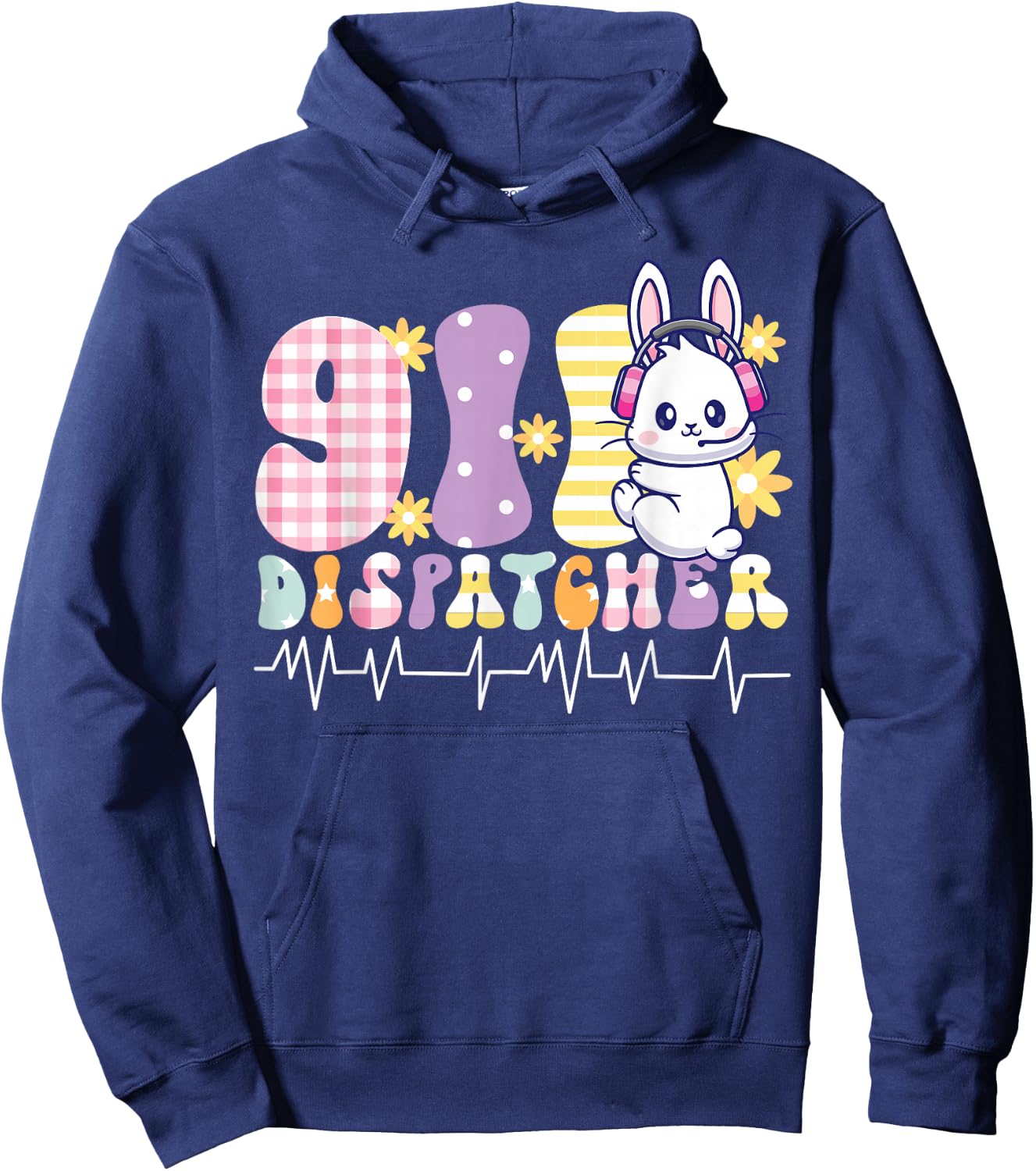 911 Dispatcher Thin Gold Yellow Line Easter 911 Dispatcher Hoodie - Hoodie | Navy