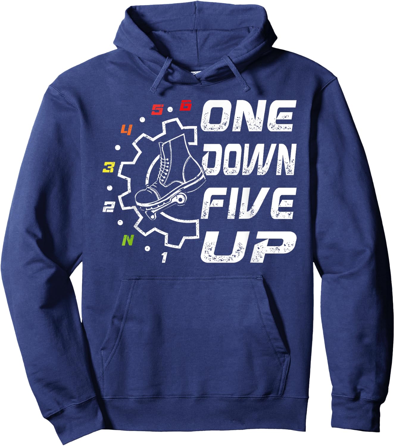 Cool 1 Down 5 up Motorcycle With Shift Pattern Graphic Hoodie - Hoodie | Navy