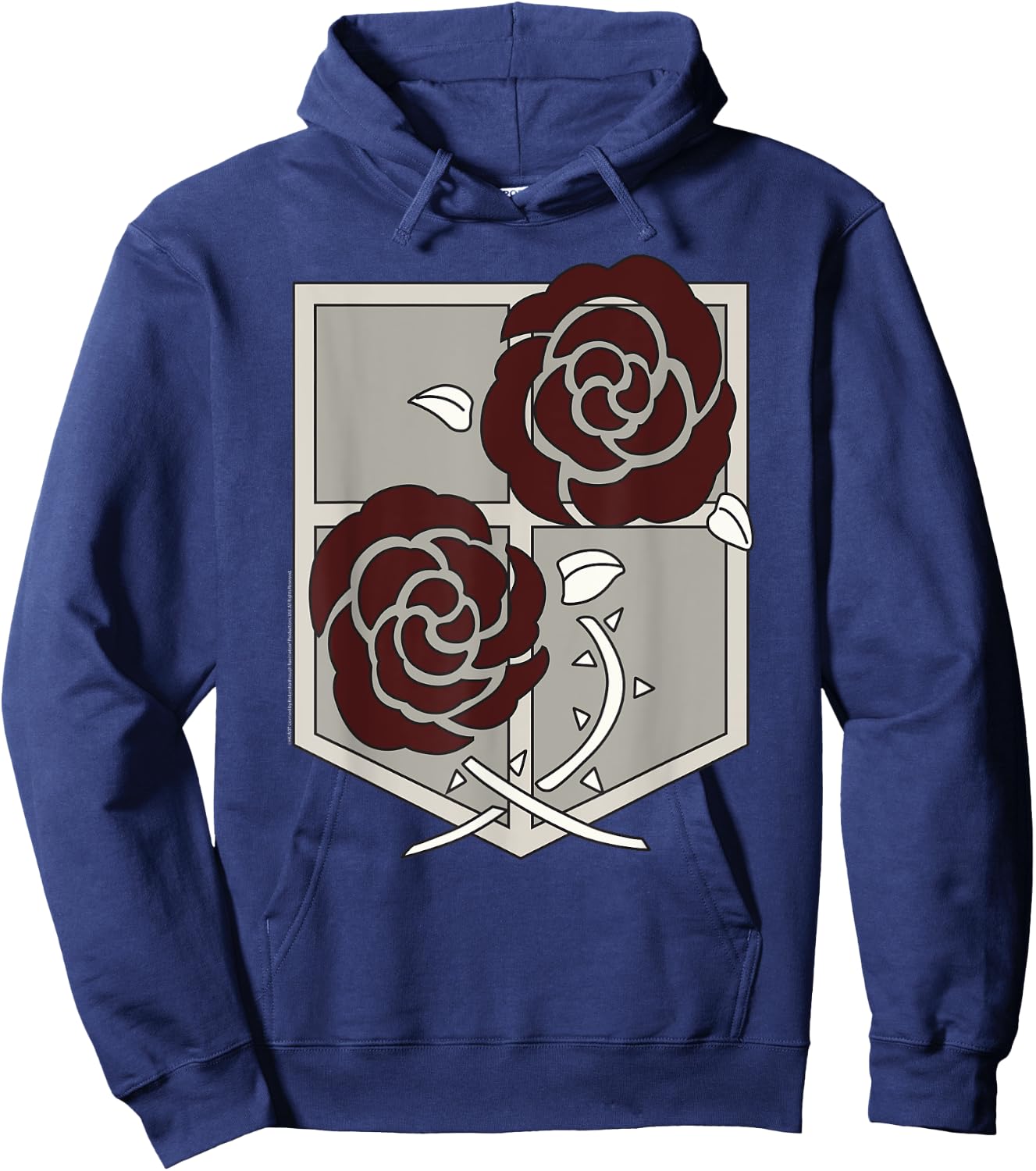 Attack on Titans Garrison Shield with Roses AOT Anime Hoodie - Hoodie | Navy