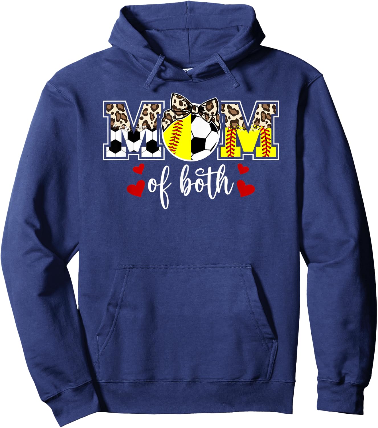 Mom Of Both Softball Soccer Mom Of Soccer Softball Player Hoodie - Hoodie | Navy