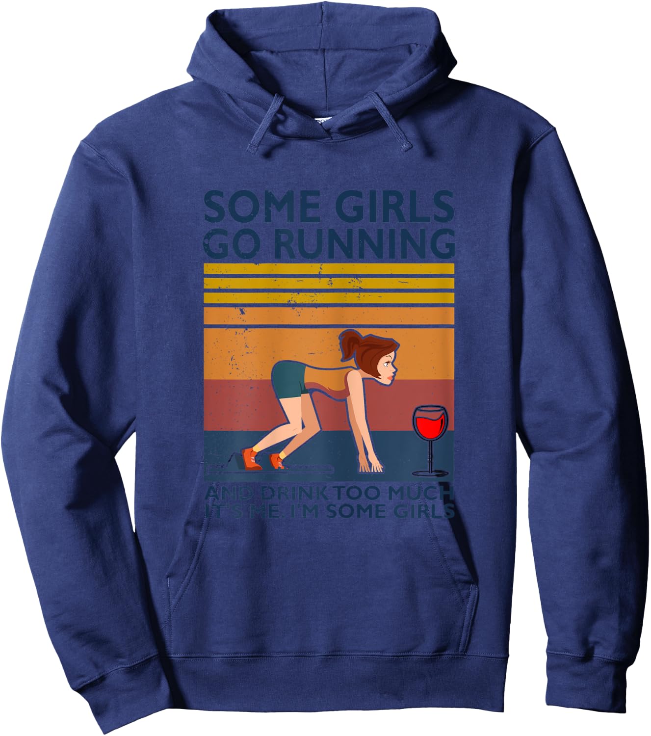 Jogger Marathon Alcohol Jogging Girls Funny Women Run Hoodie - Hoodie | Navy