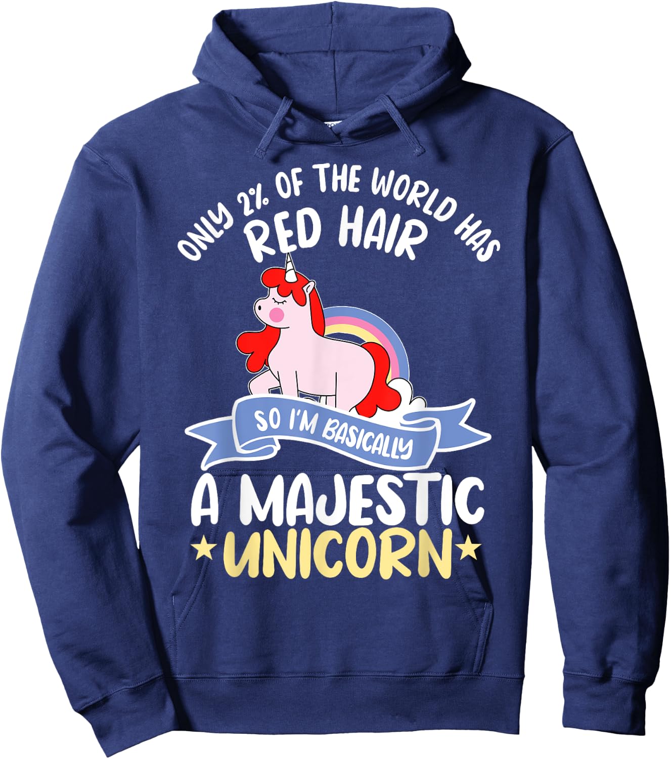 Only 2% Of The World Has Red Hair Unicorn Ginger Redhead Hoodie - Hoodie | Navy