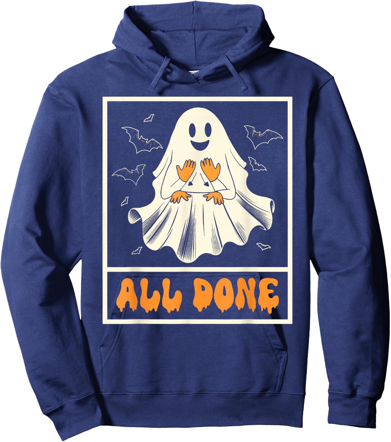 Halloween Vibes Spooky American Sign Language ASL All Done Hoodie - Hoodie | Navy