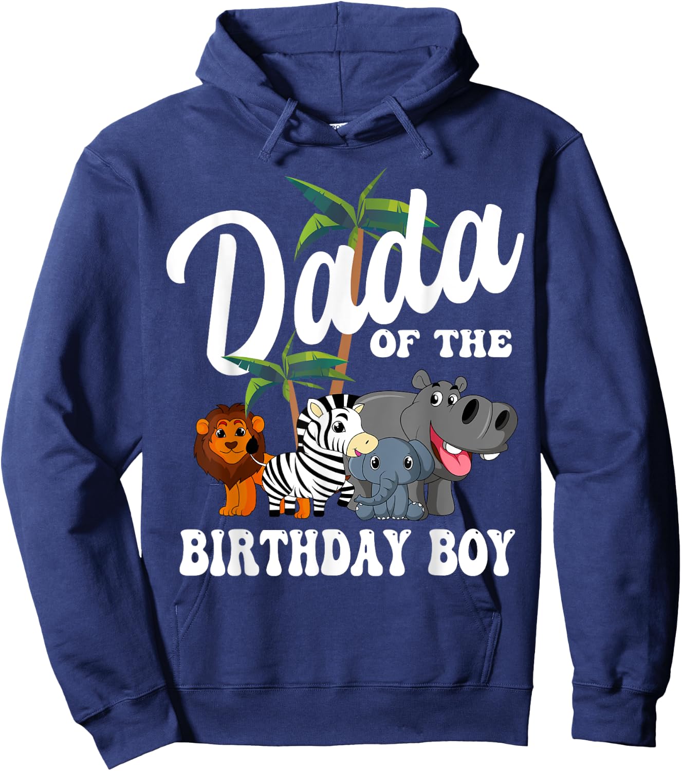 Dada of the Birthday Boy Zoo Bday Safari Celebration Hoodie - Hoodie | Navy