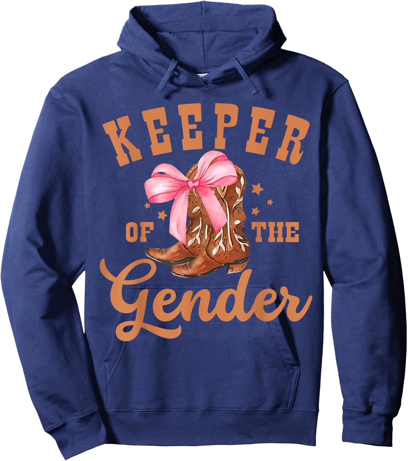 Keeper of The Gender Bow Or Cowboy Boot Gender Reveal Hoodie - Hoodie | Navy