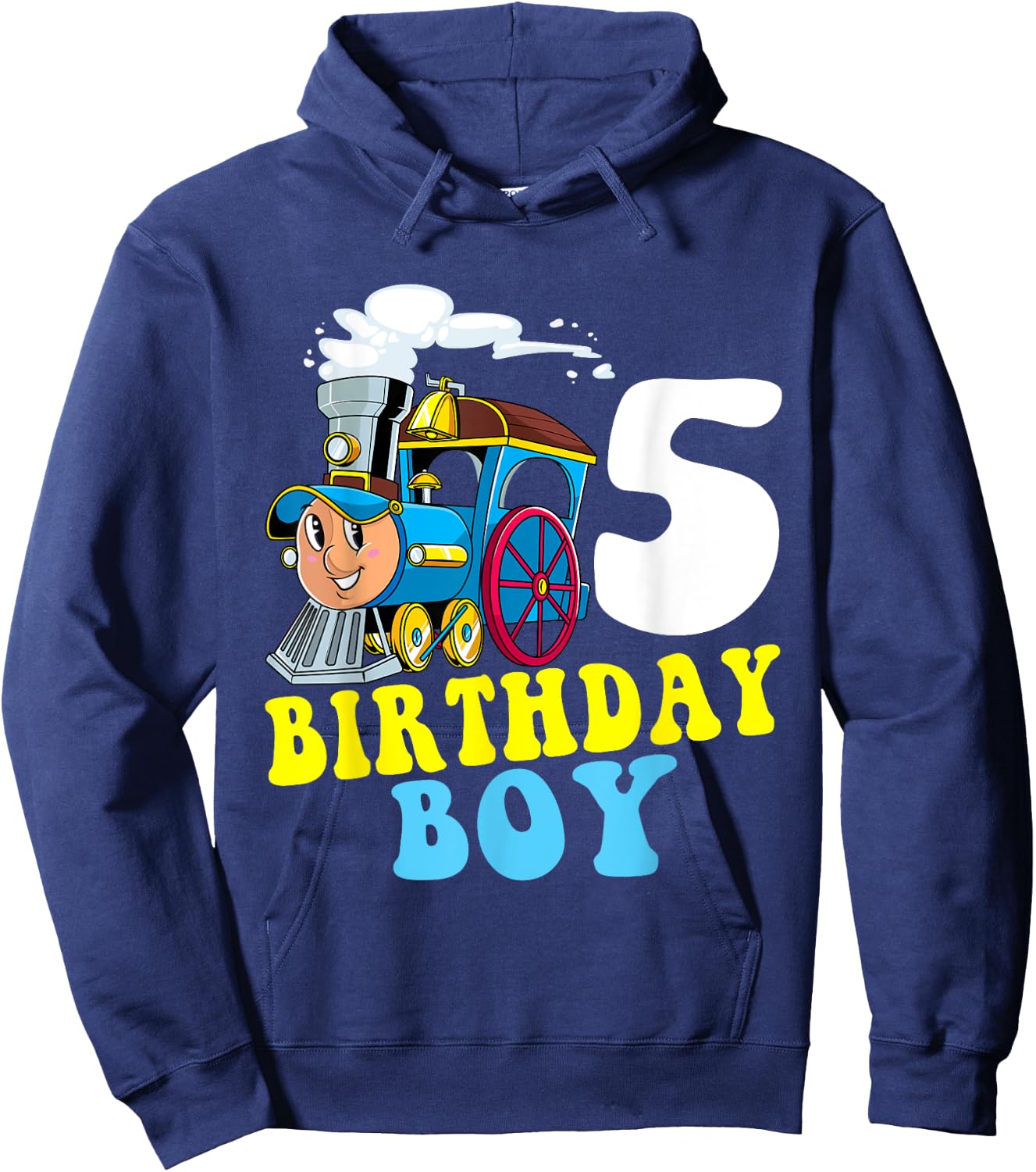 5th Birthday Boy Train Lovers Five Years Old Kids Toddlers Hoodie - Hoodie | Navy