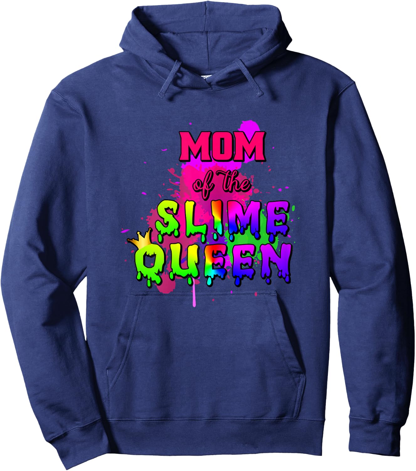 Mom Of The Slime Queen Birthday Matching Hoodie - Hoodie | Navy