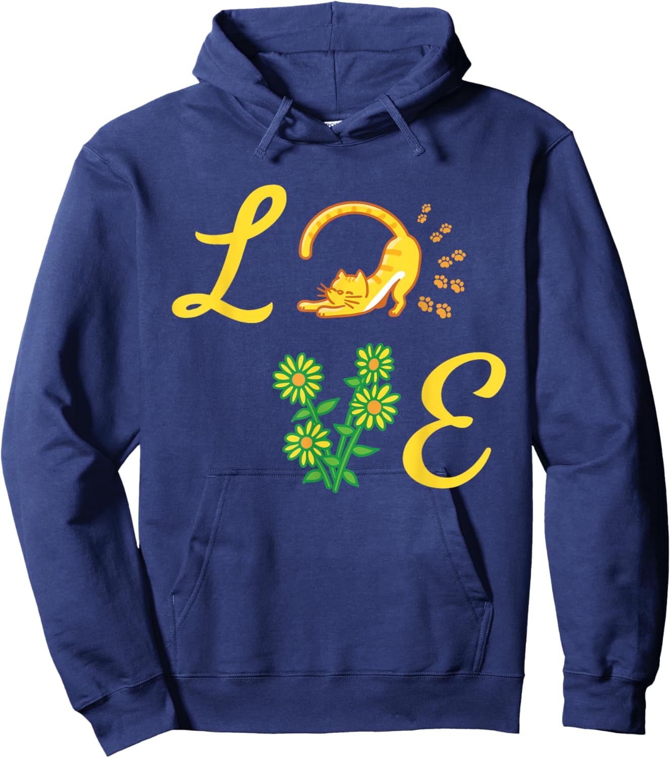 Sunflower Love Flora Cat Kitten Bouquet Florists Women Kids Hoodie - Hoodie | Navy
