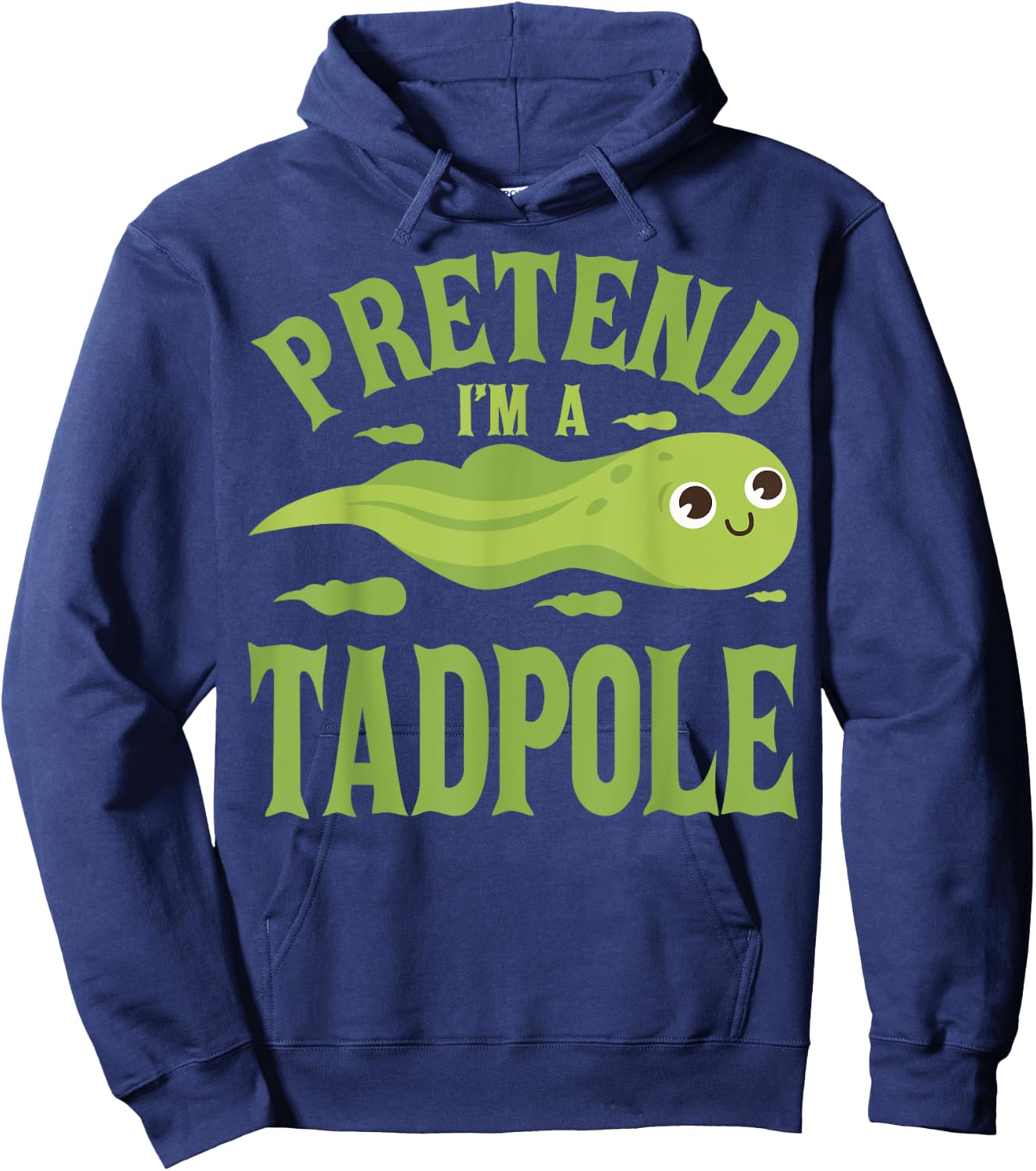 Pretend Tadpole Costume Amphibian Outfit Adult Black Medium Modern Cartoon Halloween Hoodie - Hoodie | Navy