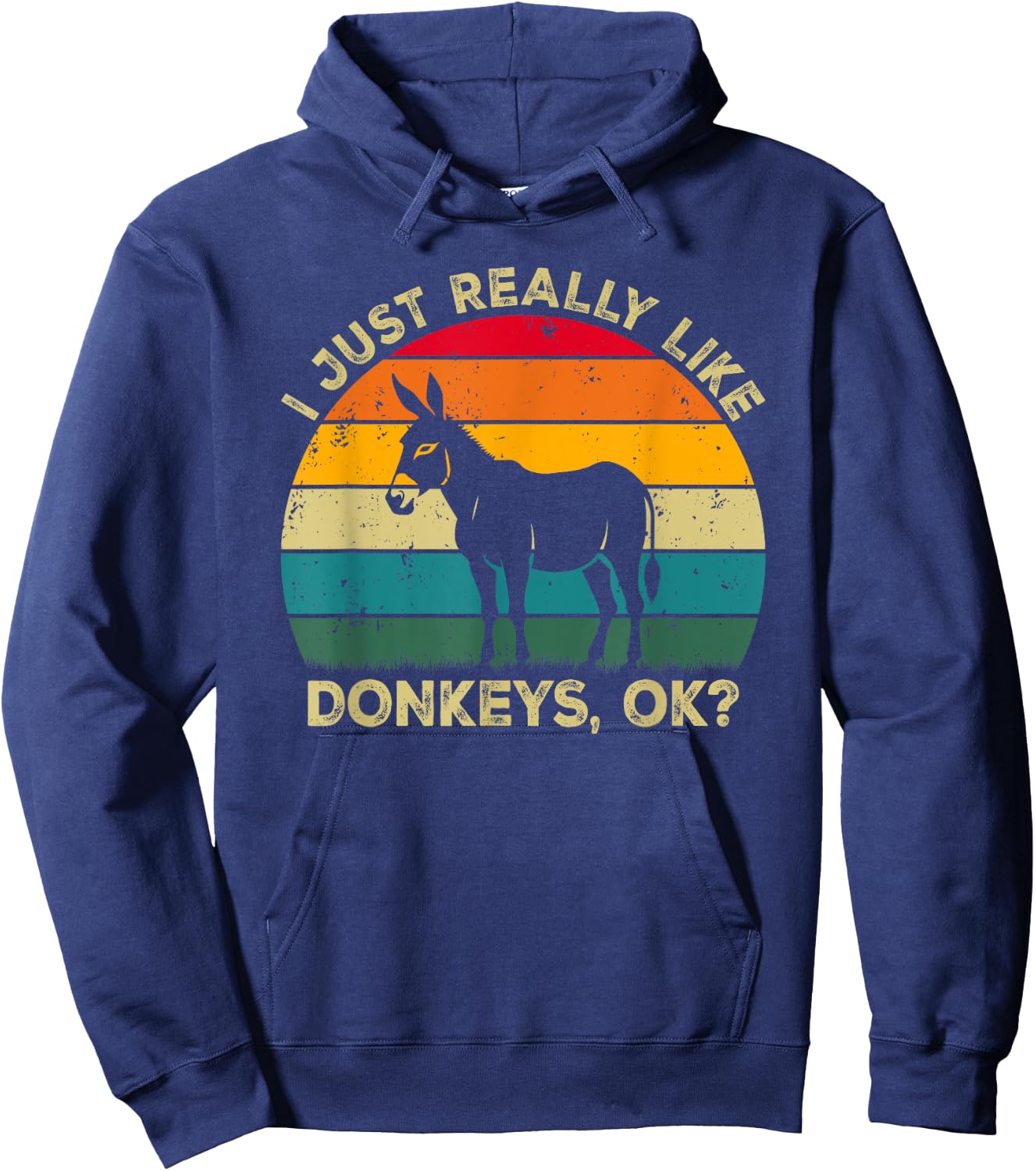 I Just Really Like Donkeys, OK? Funny Donkey Retro Hoodie - Hoodie | Navy