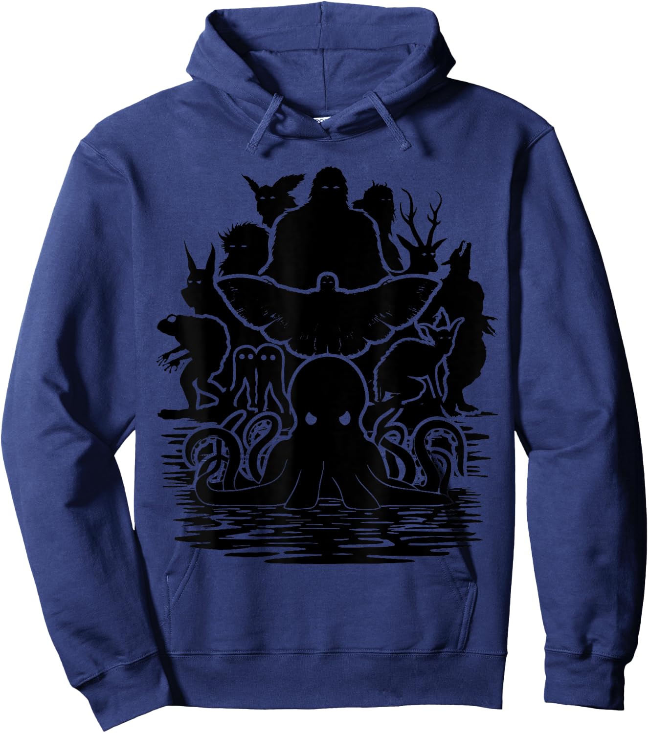 Bigfoot Mothman Dogman Other Monsters! Funny Cryptid Hoodie - Hoodie | Navy