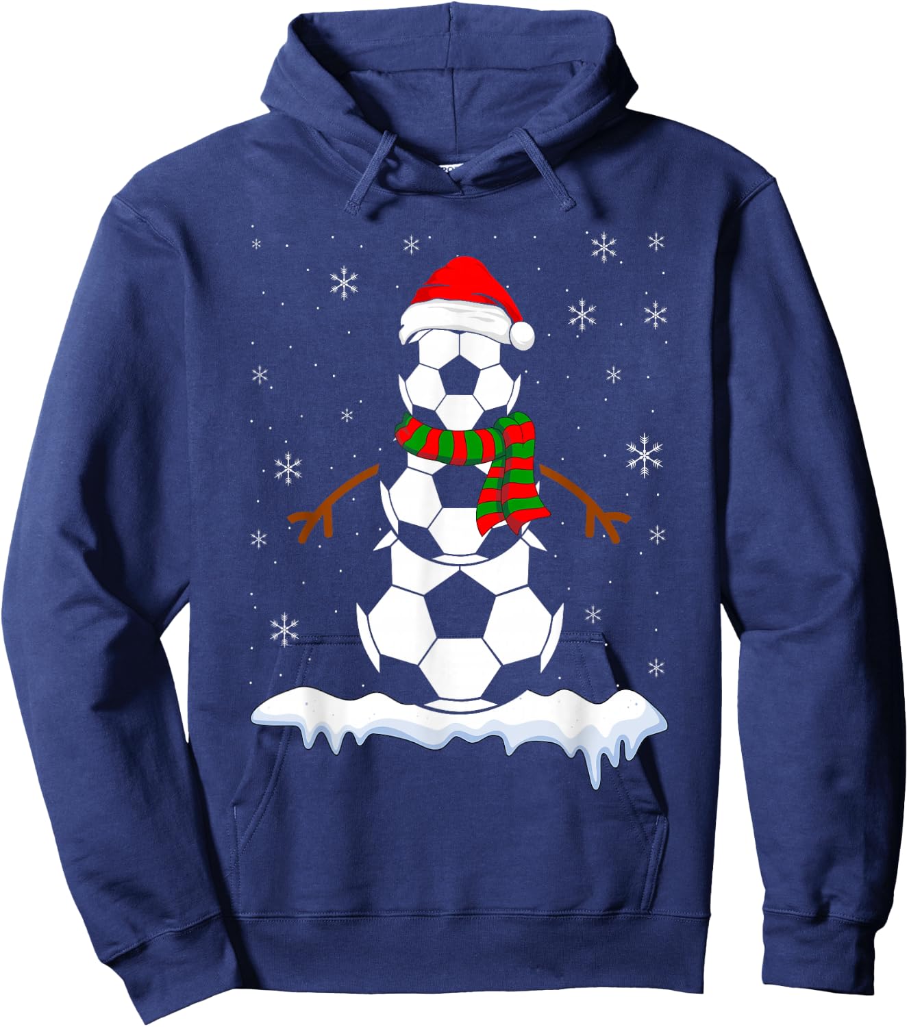 Funny Football Snowman for Boys Girls Christmas Soccer Hoodie - Hoodie | Navy