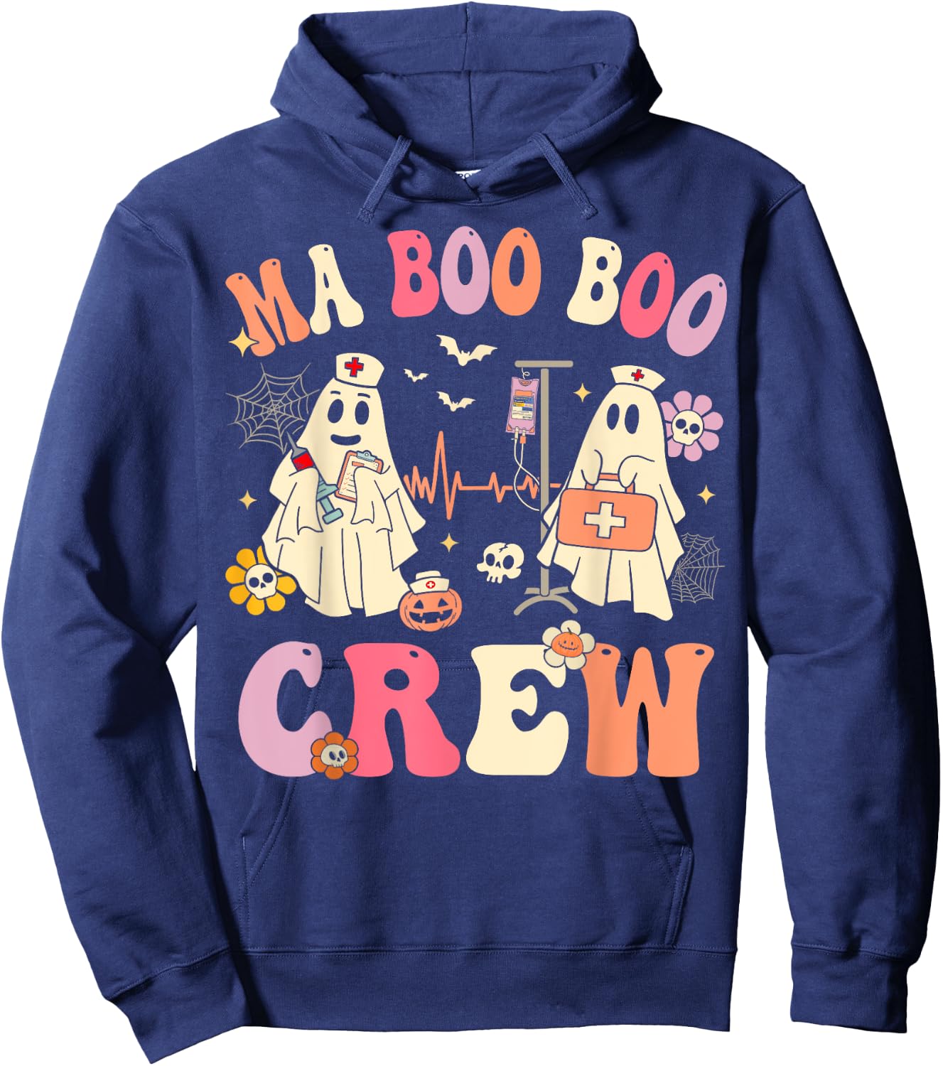 Medical Assistant Boo Crew Funny MA Halloween Hoodie - Hoodie | Navy