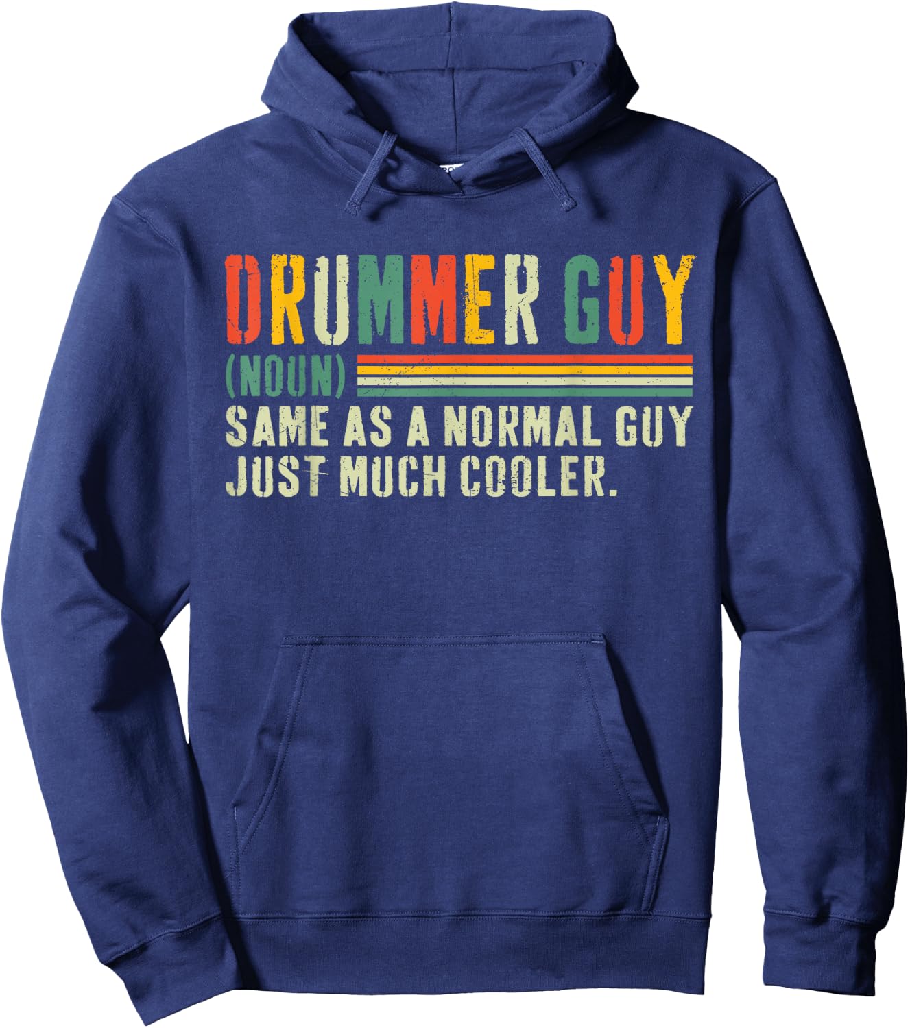 Drummer Guy Cool Vintage Drummer Guy Definition , Small, Black Hoodie - Hoodie | Navy