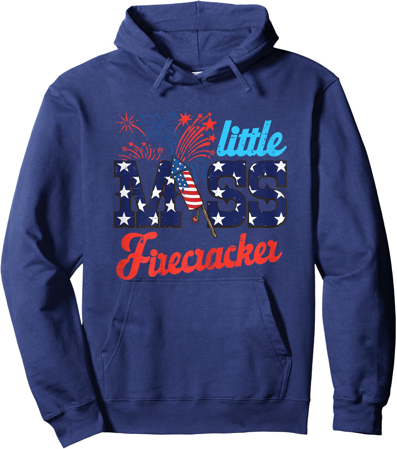 4th of July Little Miss Firecracker Cute Girls Kids Toddler Hoodie - Hoodie | Navy