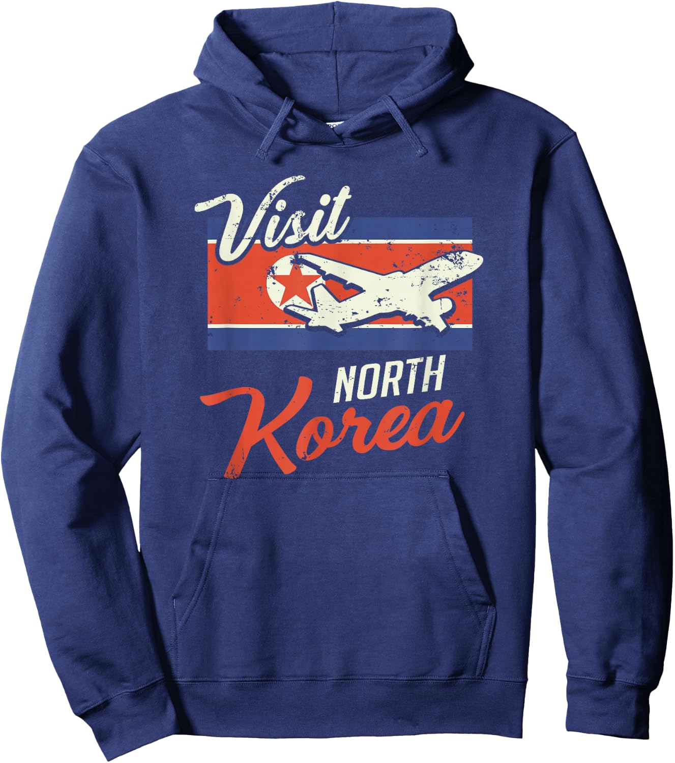 Visit North Korea Retro Flag Pyongyang Kim Jong Gift Hoodie - Hoodie | Navy