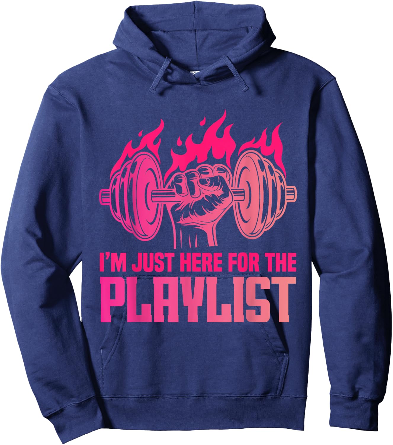 Fitness Workout Women I'm Just Here For The Playlist Hoodie - Hoodie | Navy