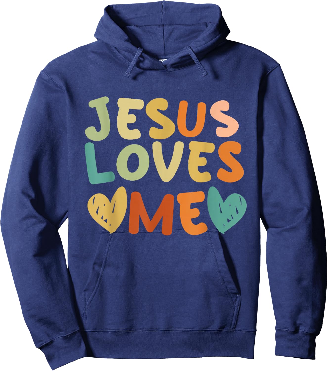 Groovy Jesus Loves Me Biblical Christian Church Retro Hoodie - Hoodie | Navy