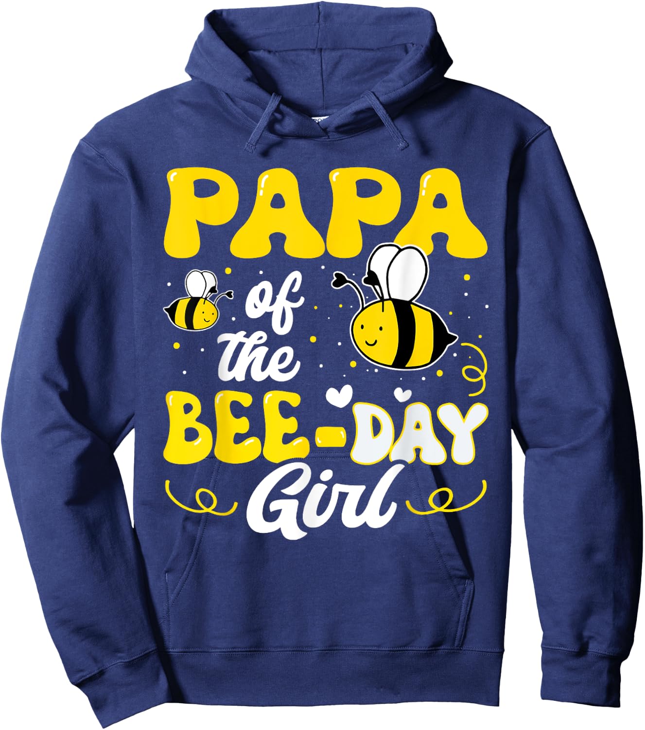 Papa of The Bee Day Girl Bee Birthday Party Theme Groovy Hoodie - Hoodie | Navy