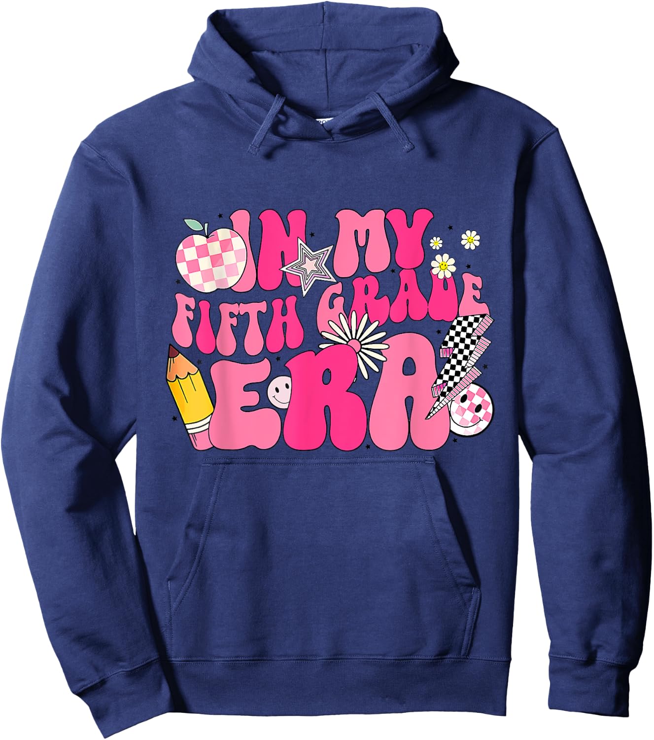 In My 5th Grade Era Groovy Last Day Of Fifth Grade Graduate Hoodie - Hoodie | Navy